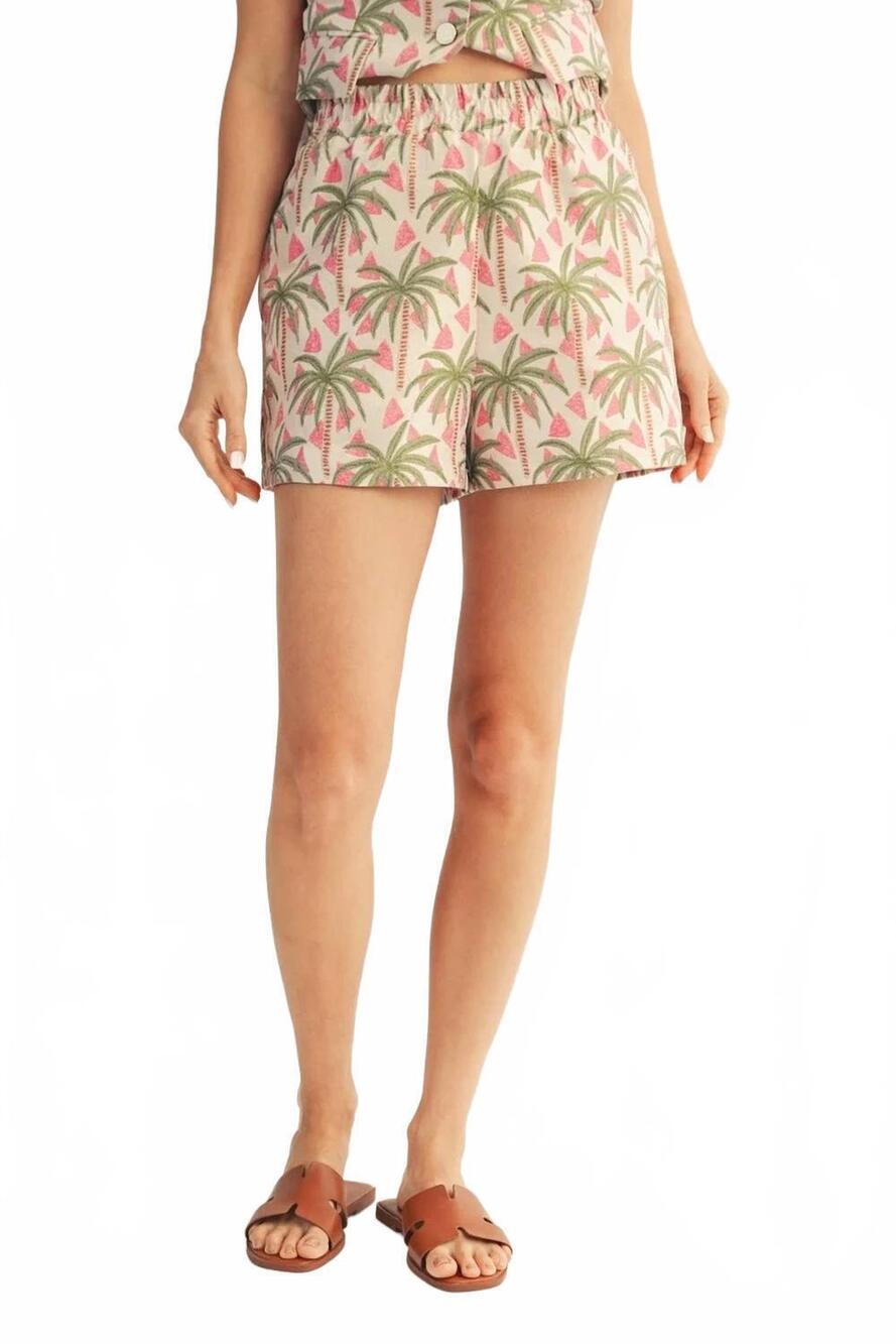 NEW JODIFL palm tree shorts in green and pink